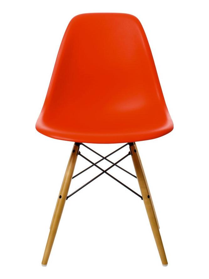 Eames Plastic Side Chair DSW - Acero Giallastro-Rosso Classico