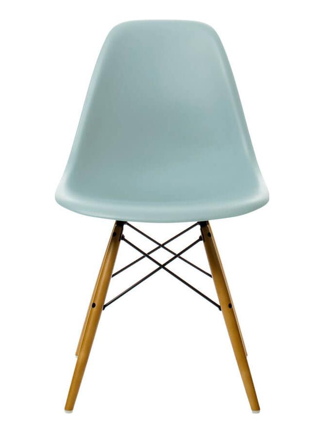 Eames Plastic Side Chair DSW - Maple Yellowish Base-Ice Grey