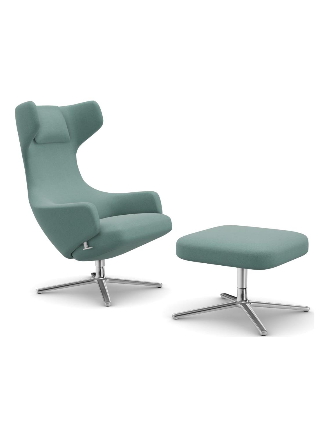 Grand Repos & Ottoman - F80 Dumet Blu Tenero/Smeraldo-Polished Base