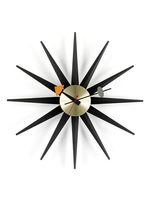 Sunburst Clock Black