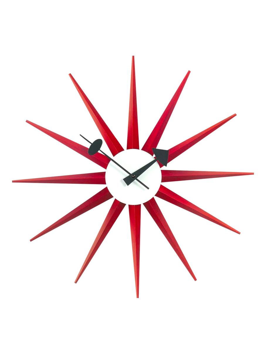 Sunburst Wall Clock - Red