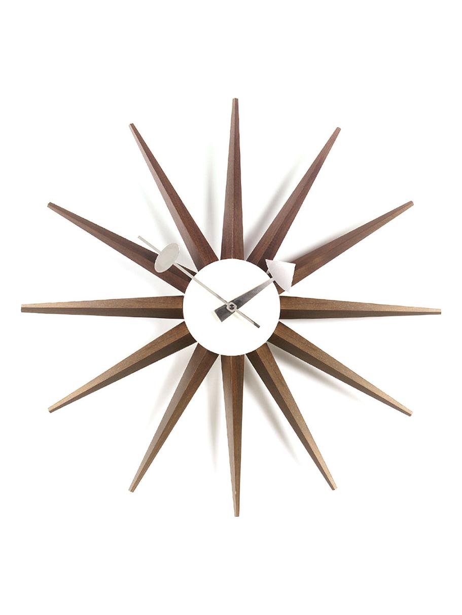 Sunburst Wall Clock - Walnut
