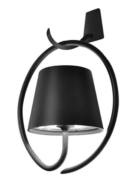 Poldina dark gray battery Wall LED lamp with hook